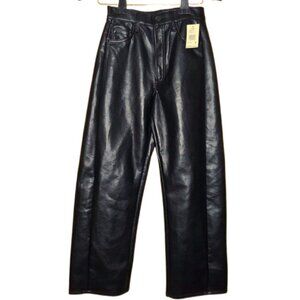 NWT Mother Women's the Halfpipe Flood High Rise Leather Jeans